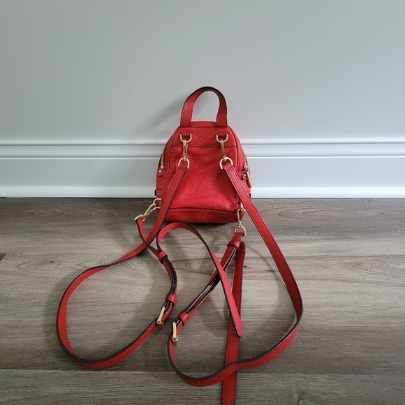 Michael Kors Red Grained Leather Mini Rhea Backpack main image 9